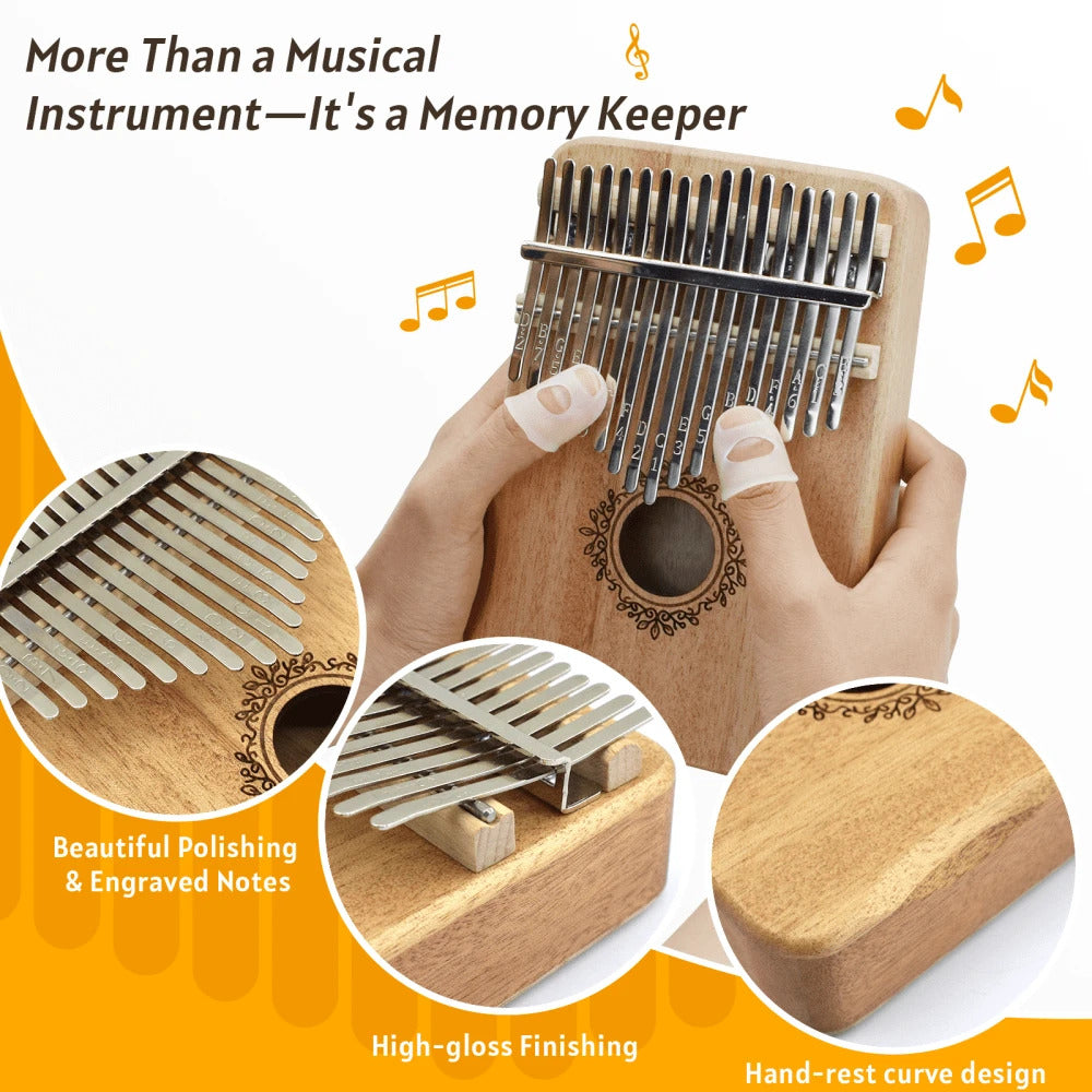 5 Styles Kalimba 17 Key Thumb Piano, Portable Mahogany Thumb Piano With Instructions, Carrying Case, Hammers - Cherry Wood - Musical Instruments For Music Lovers, Beginners, Outdoor Pianos (Butterfly Love Flower--B)