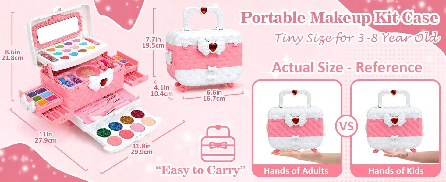 Cosmetics - Girls' Children's Makeup Set, Washable Girls' Makeup Set, Washable Children's Makeup Set, Cosmetics Gift Set, Suitable As A Birthday Or Christmas Gift For Girls Aged 3 And Above.