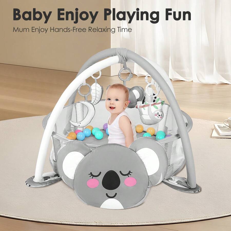 4-In-1 Baby Play Mat Baby Gym,Mat For Floor Activity Gym Ball Pit Including 30 Balls With 5 Infant Learning Sensory Baby Toys For Newborn Toddler To Develop Motor Cognition Boy & Girl Spring Halloween Gifts