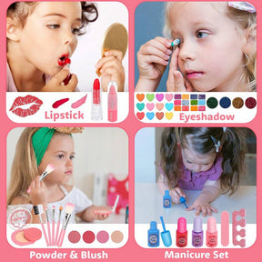 Cosmetics - Girls' Children's Makeup Set, Washable Girls' Makeup Set, Washable Children's Makeup Set, Cosmetics Gift Set, Suitable As A Birthday Or Christmas Gift For Girls Aged 3 And Above.