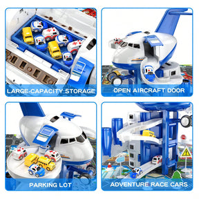 Kid's Airplane Car Toys With Music & Lighting,Two Gameplays: Aircraft Model & Track Racing Car,Science Education Toy,Christmas Birthday Gift For Kid Aged 4 5 6 7