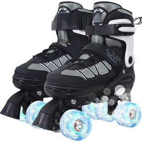 Roller Skates For Kids Boys Girls, Adjustable Quad Skates With Light Up Wheels For Toddler Little Kids Ages 6-12, Beginners Outdoor Sports