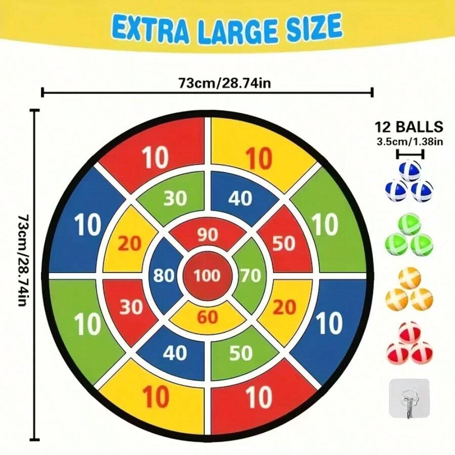 29" Large Dart Board For Kids, Kids Dart Board With Sticky Balls, Boys ToyS,Indoor/SportOutdoor Fun Party Play Game Toys, Birthday Gifts For 3 4 5 6 7 8 9 10 1112 YearOldBoys Girls