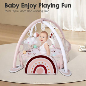 4-In-1 Baby Play Mat Baby Gym,Mat For Floor Activity Gym Ball Pit Including 30 Balls With 5 Infant Learning Sensory Baby Toys For Newborn Toddler Boy & Girl Halloween Gifts