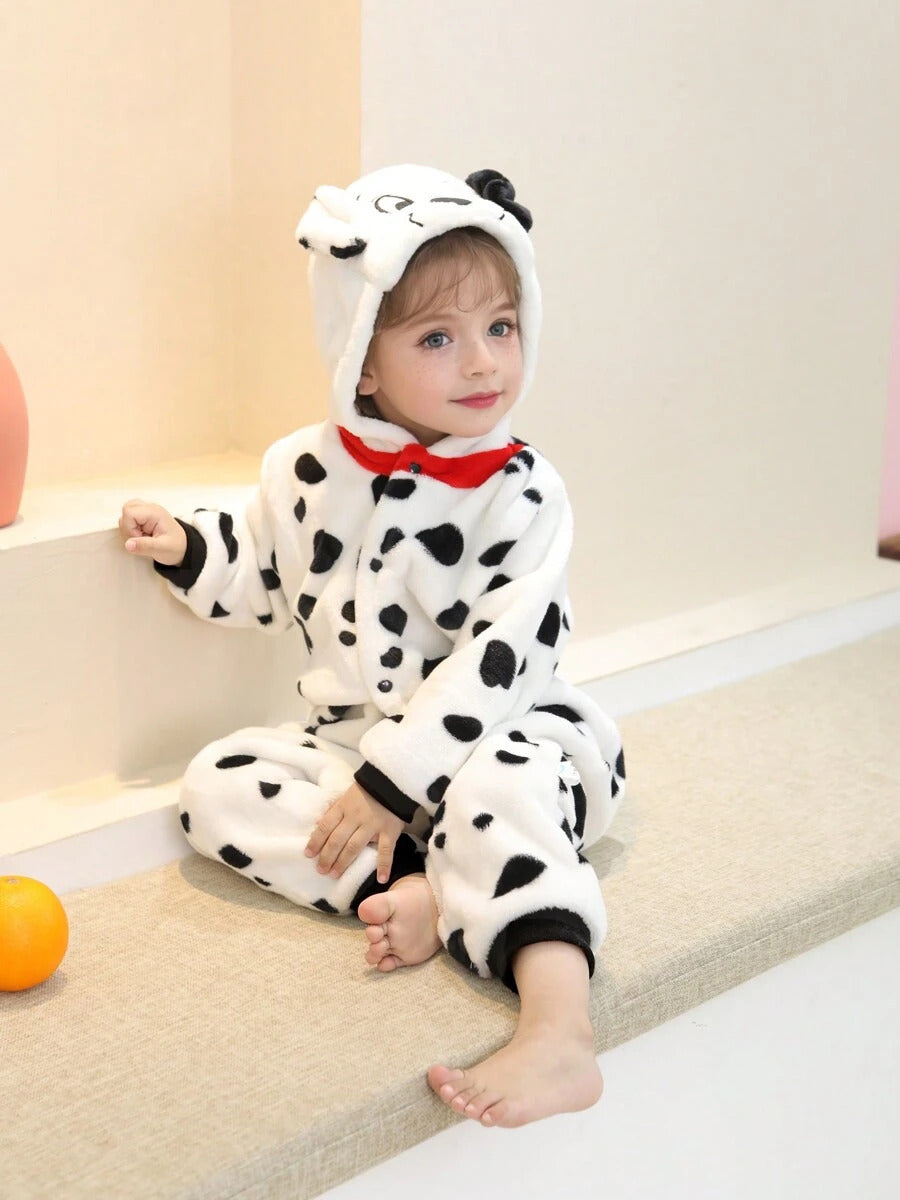 Spotted Dog Costume For Toddlers, Kids Animal Inspired Jumpsuit, Dress Up Playwear Outfit For Boys & Girls, Children's Cosplay Clothes