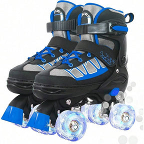 Roller Skates For Kids Boys Girls, Adjustable Quad Skates With Light Up Wheels For Toddler Little Kids Ages 6-12, Beginners Outdoor Sports
