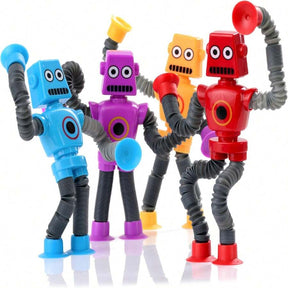 4 Pcs Telescopic Suction Cup Robot Toy, Coolest Pop Tubes Sensory Toys For ToddlersEducational Fidget Toys Robot Party Favors For Anxiety Kids For 3-9 Year Old Boys GirlsA Birthday Present,Perfect Holiday Gift, Birthday Gift, Christmas, Halloween Gift