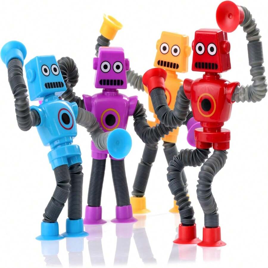 4 Pcs Telescopic Suction Cup Robot Toy, Coolest Pop Tubes Sensory Toys For ToddlersEducational Fidget Toys Robot Party Favors For Anxiety Kids For 3-9 Year Old Boys GirlsA Birthday Present,Perfect Holiday Gift, Birthday Gift, Christmas, Halloween Gift