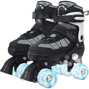 Roller Skates For Kids Boys Girls, Adjustable Quad Skates With Light Up Wheels For Toddler Little Kids Ages 6-12, Beginners Outdoor Sports