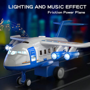 Kid's Airplane Car Toys With Music & Lighting,Two Gameplays: Aircraft Model & Track Racing Car,Science Education Toy,Christmas Birthday Gift For Kid Aged 4 5 6 7