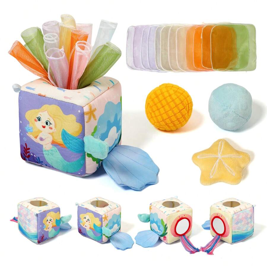 16 Pieces/Set Of Children's Puzzle Toys, Cotton Tissue Box Children's Toys, Sensory Toys, Cartoon Animal Shape Recognition Color Multifunctional Box