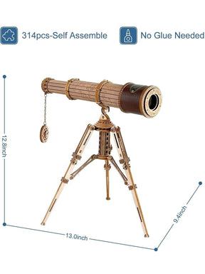 Monocular Telescope 3D Wooden Puzzle Craft Kits to BuildGame Assembly Toys for Children Teens Adult Birthday Gift