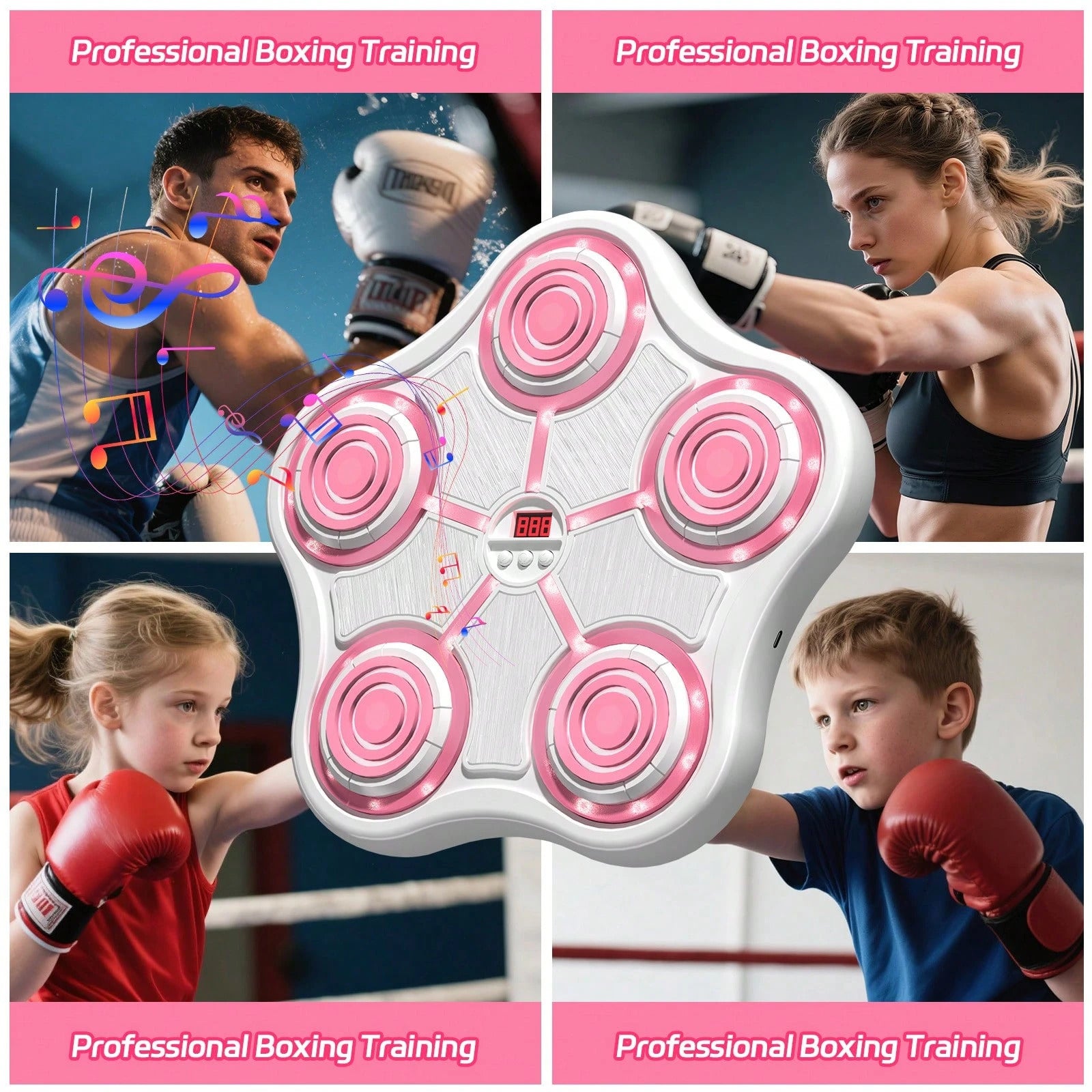 1 PC Smart Music Punching Machine, Height Adjustable, Rechargeable Indoor Workout Equipment With Gloves, Kids Music Punching Boxing Target To Replace Punching Bags, Birthday And Christmas Gifts Suitable For Adults And 3+ Kids