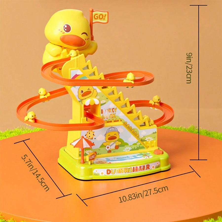 Small Duck Climbing Stairs Duck Roller Kids Toys, Electric Automatic Track Slide Stairs Coaster Toys With 6 Duck For Kids, Indoor Toy With Led Flashing Lights Small Duck Slide Toy For 3-8 Kids Birthday Gifts Boys Girls