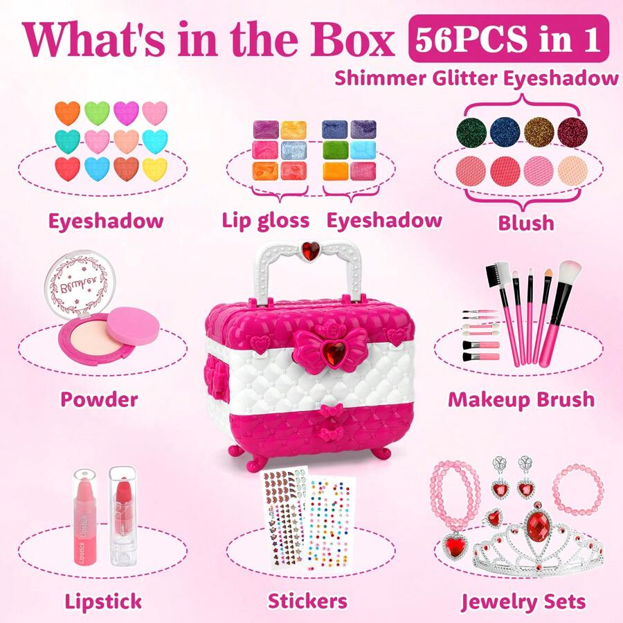 Kids Makeup Kit And Jewelry Set For Girl, Toys For Girls Ages 3 4 5 6 7 8 9 10, Ideal Gifts For Girls