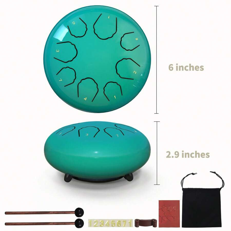 Rain Drum For Outside Garden, 6 Inches 8 Notes Steel Tongue Drum Rain Chime, Chakra Drum For Rain, Rain Drum For Outside Garden When It Rains, Drumsticks Adults Gift Sound Healing