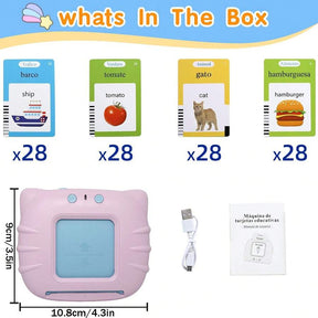 Spanish & English Talking Flash Cards For Boys And Girls Bilingual Spanish English, Learning Cards Sensory Sight Words Toys,Speech Training Toys, Educational Montessori Learning Interactive