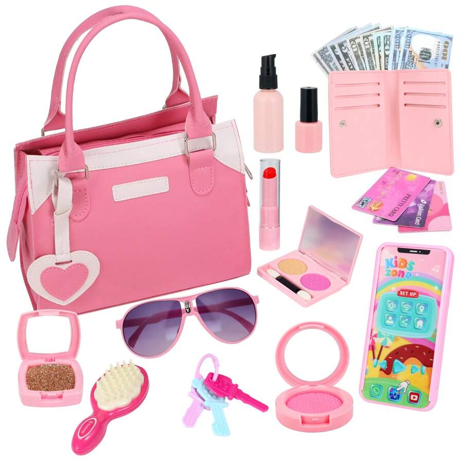 Play Purse For Little Girls, Pretend Princess PlayGirls Toys For 3 4 5 6 7 8 Year Old, Toddler Pursewith Accessories, Kids Toy Purse Birthday ForGirs Ages 3-5 4-5 6-8