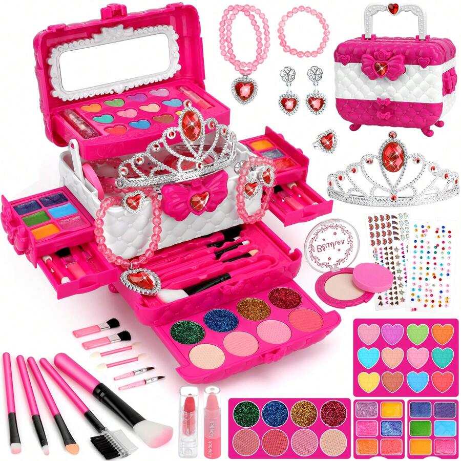 Kids Makeup Kit And Jewelry Set For Girl, Toys For Girls Ages 3 4 5 6 7 8 9 10, Ideal Gifts For Girls