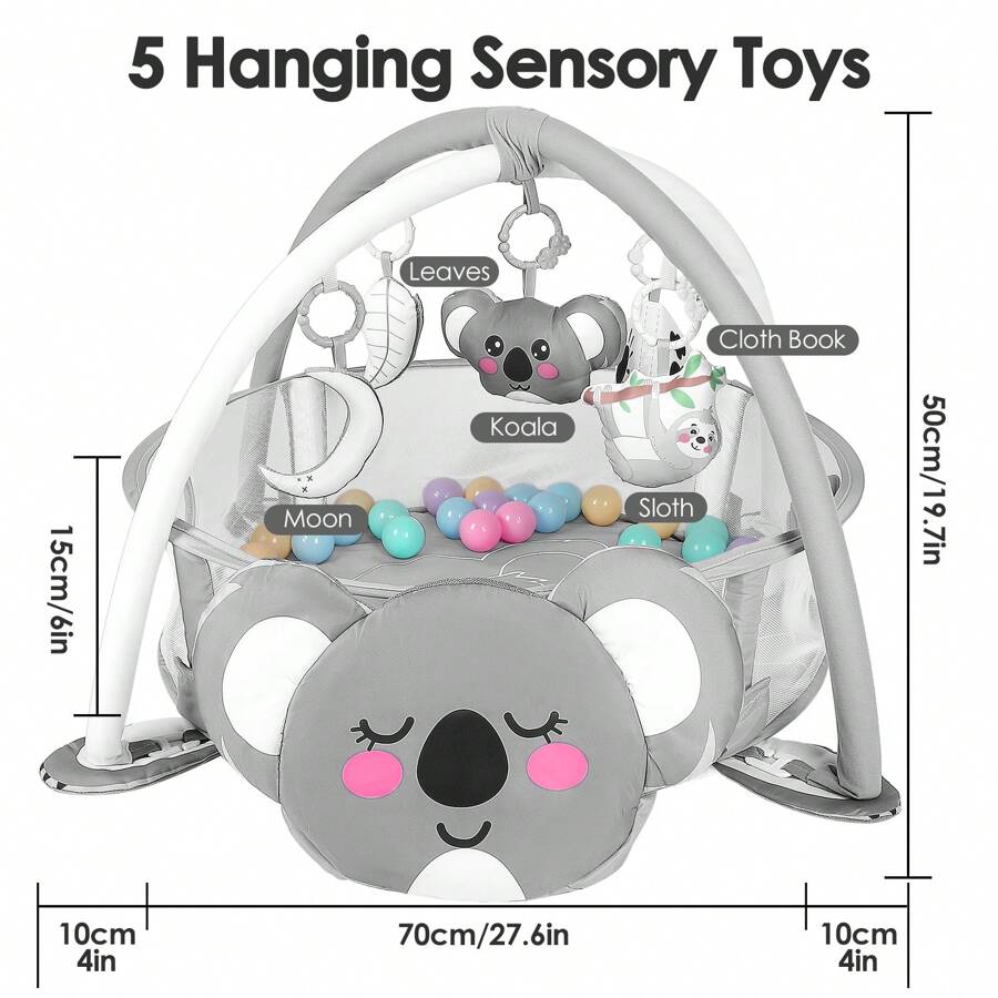 4-In-1 Baby Play Mat Baby Gym,Mat For Floor Activity Gym Ball Pit Including 30 Balls With 5 Infant Learning Sensory Baby Toys For Newborn Toddler To Develop Motor Cognition Boy & Girl Spring Halloween Gifts