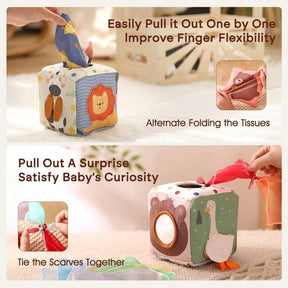 16 Pieces/Set Of Children's Puzzle Toys, Cotton Tissue Box Children's Toys, Sensory Toys, Cartoon Animal Shape Recognition Color Multifunctional Box