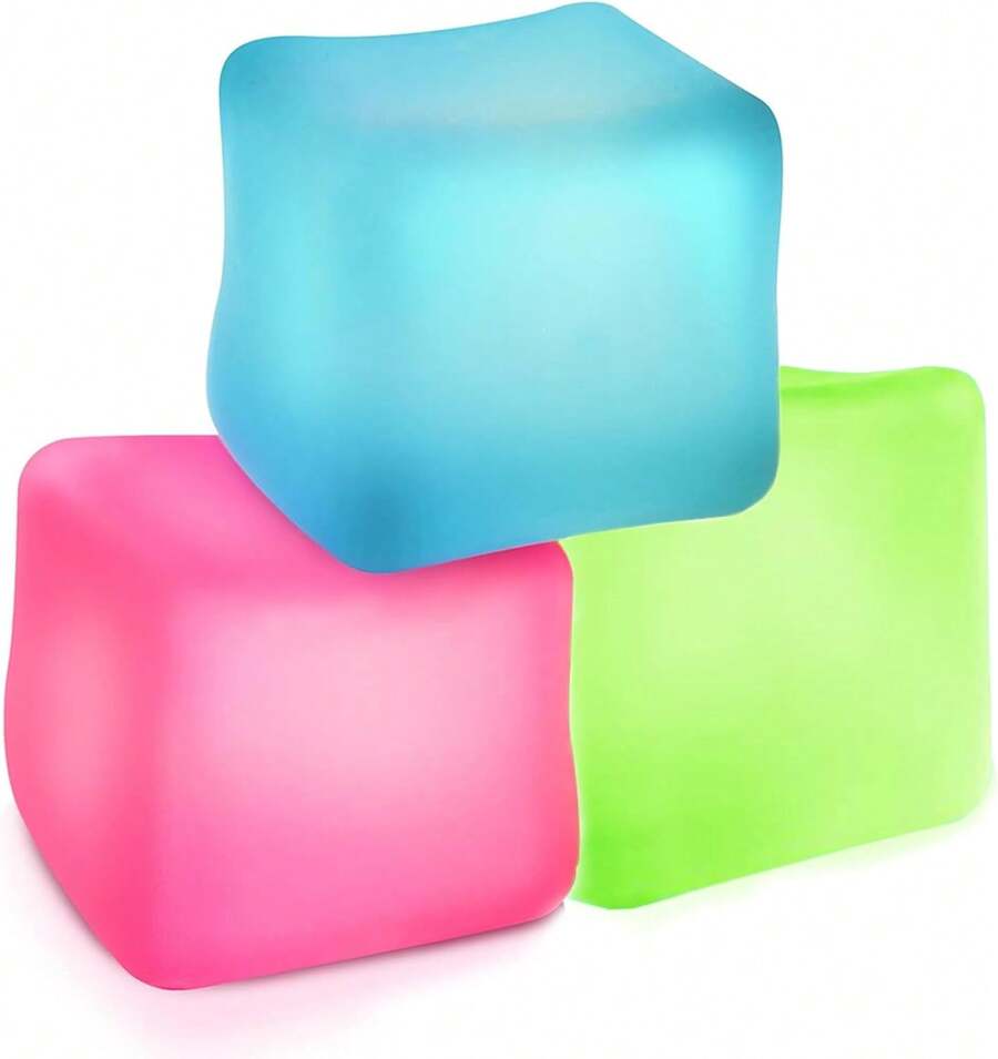 Three Pressure Cubes, Soft Pressure Balls, Adult Ice Cube Pressure Balls, Squeezing Cubes To Relieve Anxiety, Sensory Irritability Toys (Blue, Green, Pink)