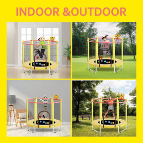 2025 Upgraded Kids Trampoline With Safety Enclosure,Indoor Outdoor Toddler Trampoline,55-Inch Kids Trampoline With Safety Net - Indoor And Outdoor Toddler Trampoline For Children Aged 3-8, With A Gap-Free Safety Design And Reinforced Jumping
