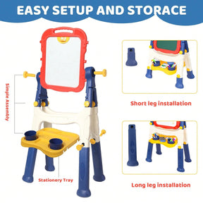 Art Easel For Kids, Adjustable Standing Rotatable Double Sided Easel With Painting Accessories For Toddlers Boys & Girls Age 2/3/4/5, Standing Toddler Art Easel, Ideal Birthday/Christmas/New Year Gifts