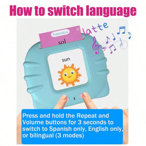 Spanish & English Talking Flash Cards For Boys And Girls Bilingual Spanish English, Learning Cards Sensory Sight Words Toys,Speech Training Toys, Educational Montessori Learning Interactive