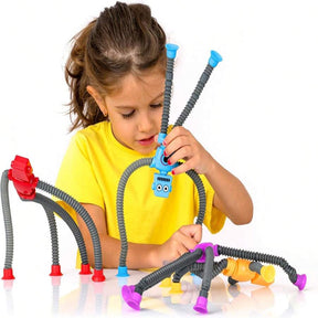 4 Pcs Telescopic Suction Cup Robot Toy, Coolest Pop Tubes Sensory Toys For ToddlersEducational Fidget Toys Robot Party Favors For Anxiety Kids For 3-9 Year Old Boys GirlsA Birthday Present,Perfect Holiday Gift, Birthday Gift, Christmas, Halloween Gift