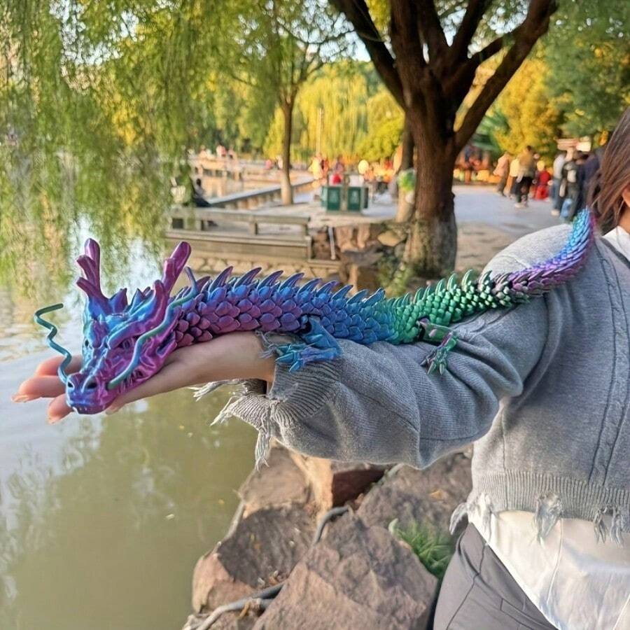 35.4 Inch Chinese Loong Model Set, 3D Printing Movable Dragon Tabletop Decorations&Decompression Toys, Flexible Joints, Which Help The Development Of Creativity And Imagination