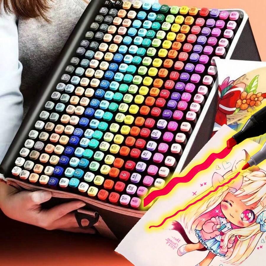 48/60/80/120/168/262pcs Dual-Tip Marker Set, Oil-Based Marker Set In Large Sizes, Painting Graffiti Ink Pen Pigment Pen Set