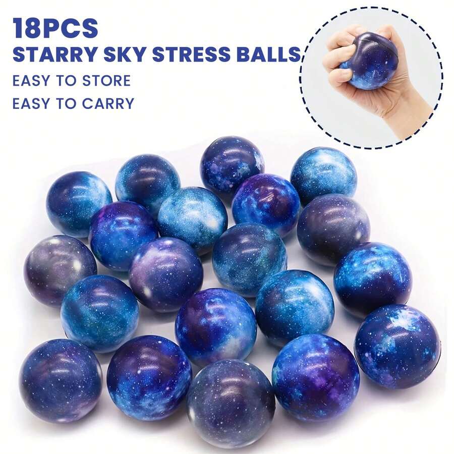 18pcs Stress Balls Space Foam Stress Balls , 2 Inch Durable Polyester Sensory Toys, Perfect For Birthday Party FavorsGift, School Prizes, Classroom Rewards, Halloween Christmas Gift