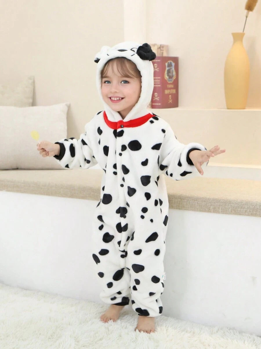 Spotted Dog Costume For Toddlers, Kids Animal Inspired Jumpsuit, Dress Up Playwear Outfit For Boys & Girls, Children's Cosplay Clothes