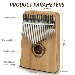 5 Styles Kalimba 17 Key Thumb Piano, Portable Mahogany Thumb Piano With Instructions, Carrying Case, Hammers - Cherry Wood - Musical Instruments For Music Lovers, Beginners, Outdoor Pianos (Butterfly Love Flower--B)