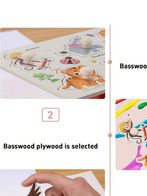 Children'S Educational Jigsaw Puzzle Toys, Wooden Fun Hand-Held Board, Animals, Farms, Dinosaurs, Numbers And Other Patterns, Interesting Teaching, Exercise Color Shape Recognition And Matching, Birthday Gifts For Boys And Girls