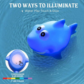 5/7/11pcs No Hole Bath Toys - Light Up Ocean Animals Set - Bathtub Floating Water Toys For Bathroom Water Tub Games Pool Party