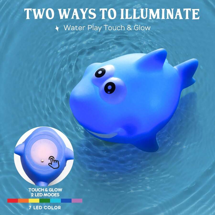 5/7/11pcs No Hole Bath Toys - Light Up Ocean Animals Set - Bathtub Floating Water Toys For Bathroom Water Tub Games Pool Party