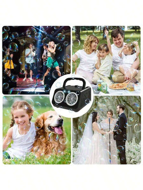 Automatic Bubble Blower Machine - High Capacity Electric Bubble Maker With 2 Fans, 20,000+ Bubbles Per Minute, For Kids & Adults, Dual Power (Battery & Plug-In), Ideal For Parties & Outdoor Play