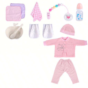 8 Pcs Baby Doll Accessories, Reborn Baby Dolls Clothes With Bassinet For Baby Dolls, Outfit Fit Newborn Babies Doll , Babies Pretend Play Set (Not Doll)  Christmas Decoration Christmas Gift