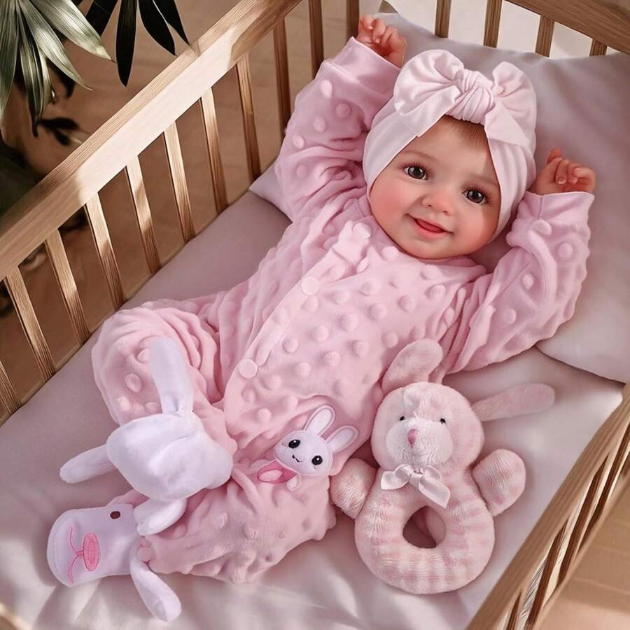 17Inch Cute Soft Vinyl Realistic Baby Doll Poseable Smiling Real Life Baby Dolls With Complete Accessories For 3+ Years Old Gifts Realistic Babies,Baby Alive,Reborn Baby ,Kids Toy,Realistic,Lifelike Baby Dolls,Toys ,Doll Toys