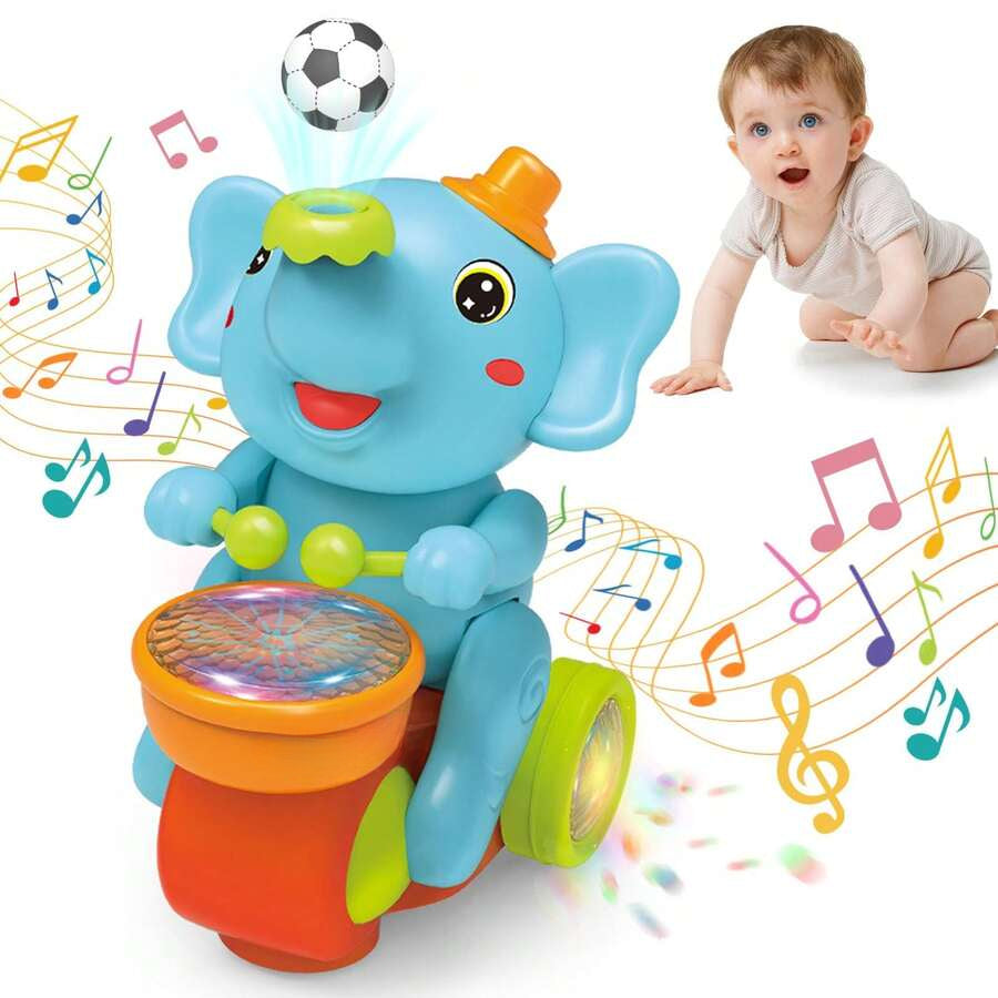 Baby Musical Crawling Toy With Lights, Sounds, Blowing Ball, Infant Sensory Toys, Birthday Gifts For Kids Boy Girl 3+ Years
