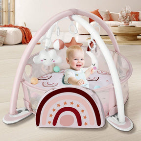4-In-1 Baby Play Mat Baby Gym,Mat For Floor Activity Gym Ball Pit Including 30 Balls With 5 Infant Learning Sensory Baby Toys For Newborn Toddler Boy & Girl Halloween Gifts