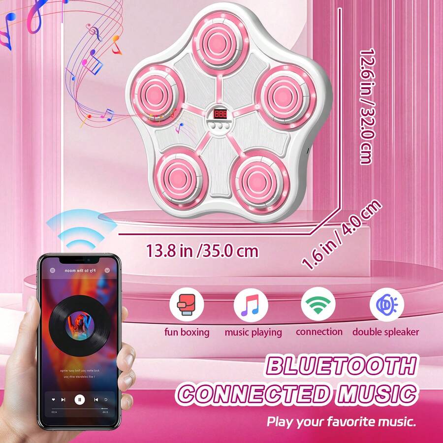 1 PC Smart Music Punching Machine, Height Adjustable, Rechargeable Indoor Workout Equipment With Gloves, Kids Music Punching Boxing Target To Replace Punching Bags, Birthday And Christmas Gifts Suitable For Adults And 3+ Kids