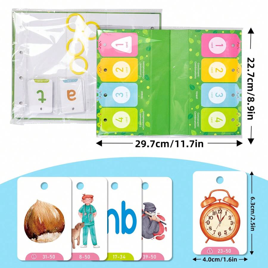 Word Flip Charts Double-Sided Desktop Chart Card Set - Interactive Spelling Game, Word Building Cards, Educational Spelling Toy, Literacy Learning Card, Classroom Educational Toys For Kids
