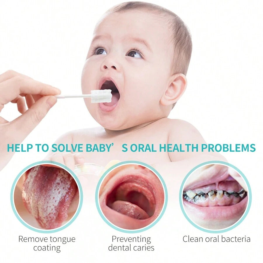 Baby Tongue Cleaner, Newborn Toothbrush,  Disposable Infant Toothbrush Clean Mouth,Gauze Gum Cleaner Oral Cleaning Stick Dental Care For 0-36 Month