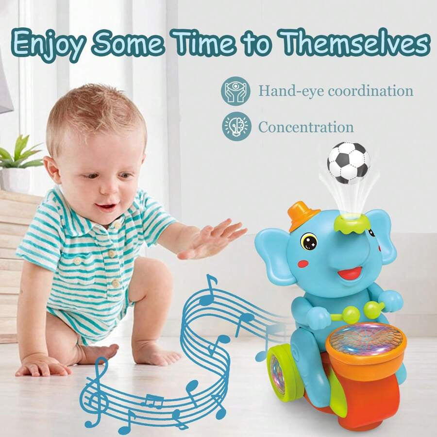 Baby Musical Crawling Toy With Lights, Sounds, Blowing Ball, Infant Sensory Toys, Birthday Gifts For Kids Boy Girl 3+ Years