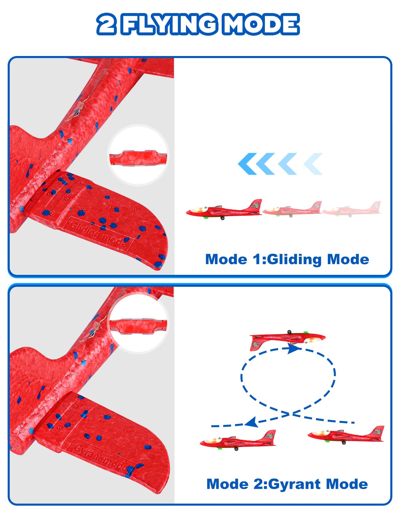 3 Pack Airplane Launcher Toy, 12.6" Foam Airplane Led Plane, 2 Flight Mode Catapult Plane Boy Toys With 3 DIY Stickers, Outdoor Flying Toys For Kids Gifts For 4 5 6 7 8 9 10 12 Year Old Boys Girls
