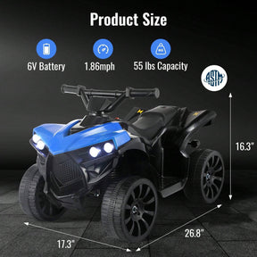 6V Kids Ride On ATV Quad 4 Wheeler Electric Toy Car Powered Ride On Motorcycle With Music, Headlights, Pedal Accelerator, Anti-Skid Tires, For Boys Girls 2-4 Years