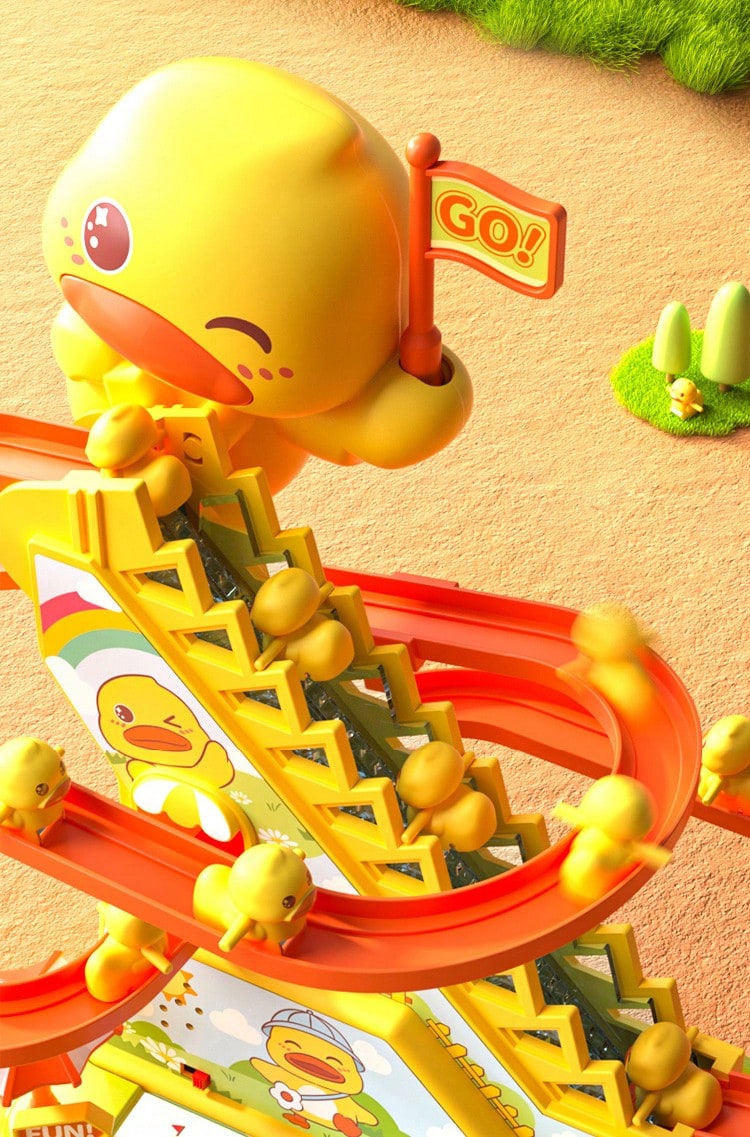 Small Duck Climbing Stairs Duck Roller Kids Toys, Electric Automatic Track Slide Stairs Coaster Toys With 6 Duck For Kids, Indoor Toy With Led Flashing Lights Small Duck Slide Toy For 3-8 Kids Birthday Gifts Boys Girls